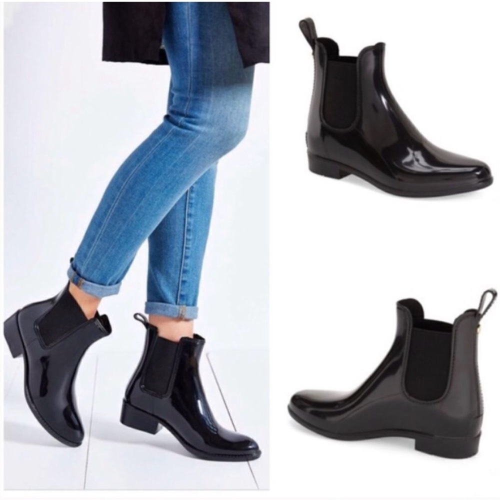 Sam Edelman Glossy Black Rain Ankle Booties